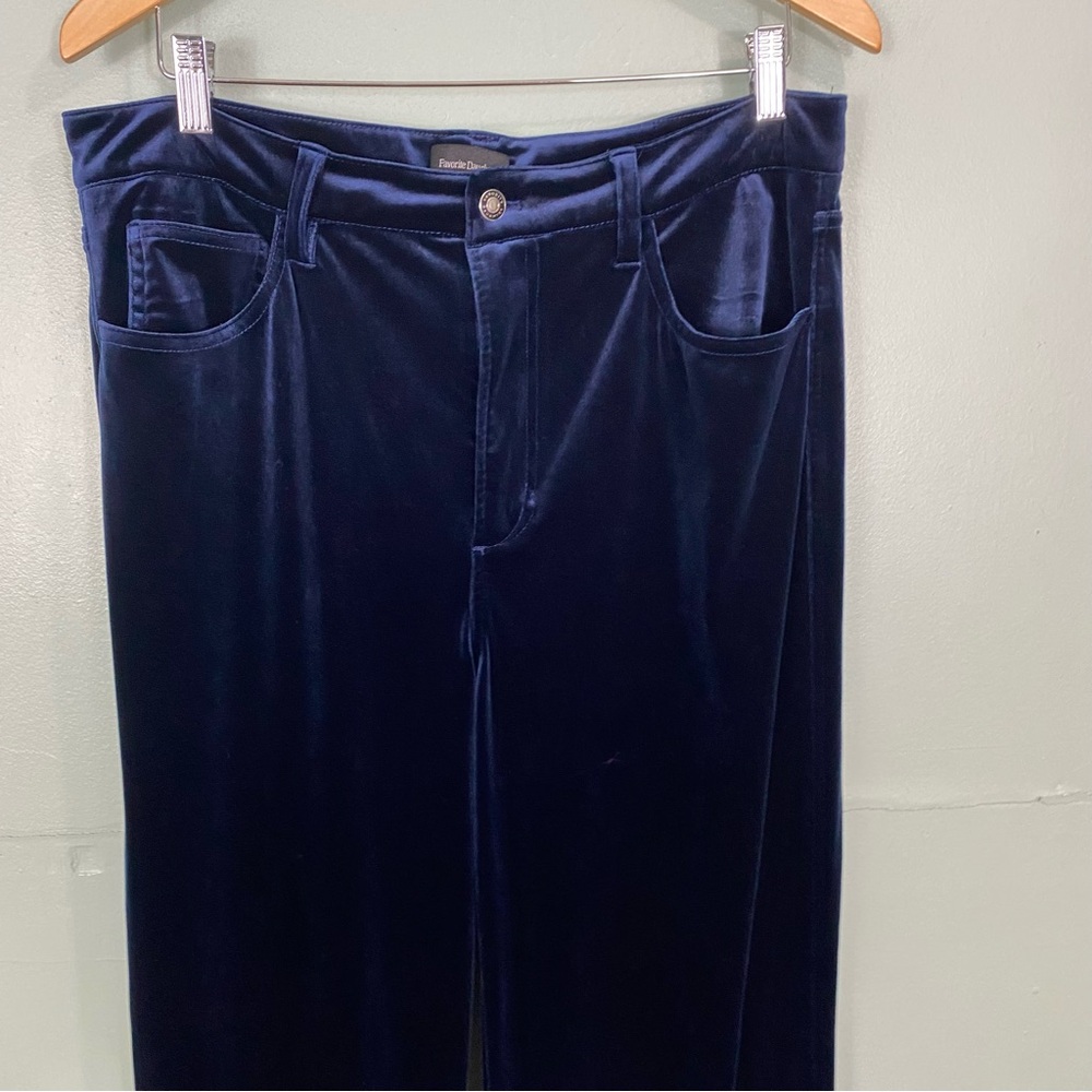 Favorite Daughter The Masha Super High Rise Wide Leg Navy Blue Velvet Size 31 - Picture 3 of 12